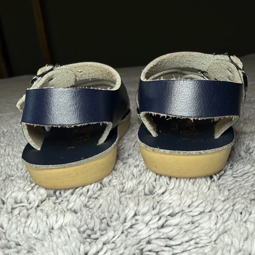 Sun-San Sea‎ Wees Navy Blue Leather Baby Toddler Sandals Size 3 Hoy Shoe Co